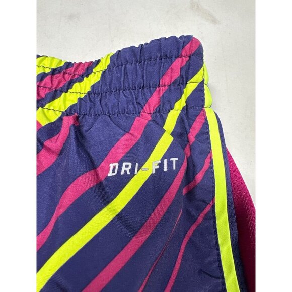 Nike Dri-Fit Active Neon Purple Yellow Running Short Drawstring Lined Sz M - Picture 6 of 13